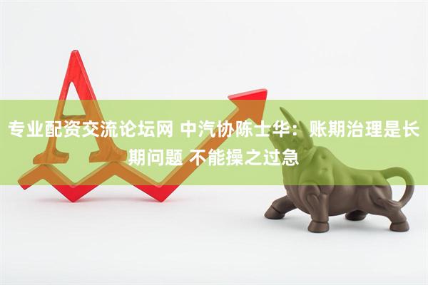 专业配资交流论坛网 中汽协陈士华：账期治理是长期问题 不能操之过急